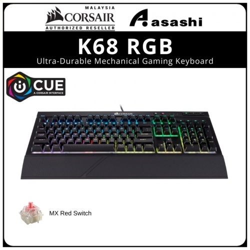 PROMO-Corsair K68 RGB Ultra-Durable Mechanical Gaming Keyboard - Cherry MX Red Switch [RGB] (CH-9102010-NA)