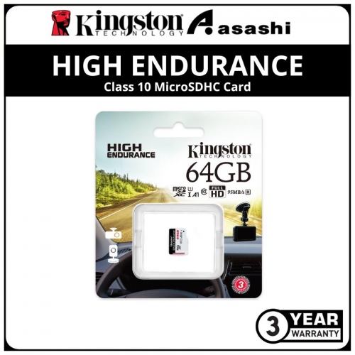 Kingston High Endurance 64GB UHS-I U1 Class10 MicroSDHC Card - Up to 95MB/s Read Speed,30MB/s Write Speed