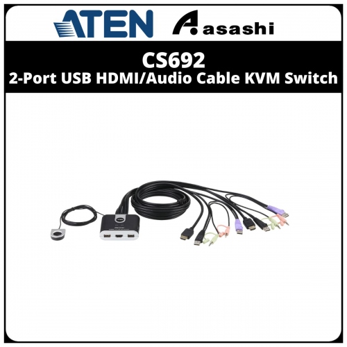 ATEN CS692 2-Port USB HDMI/Audio Cable KVM Switch with Remote Port Selector