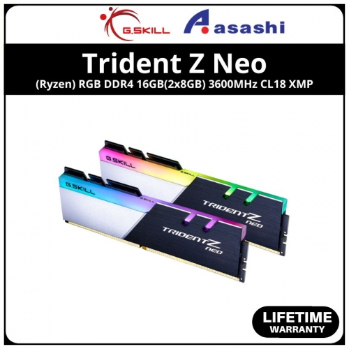 G.SKILL Trident Z Neo(Ryzen) RGB DDR4 16GB(2x8GB) 3600MHz CL18(18-22-22-42) XMP Support Gaming PC Ram - F4-3600C18D-16GTZN