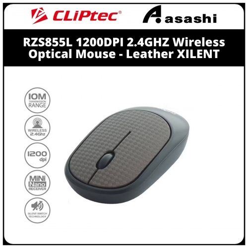 CLiPtec RZS855L (Brown) 1200DPI 2.4GHZ Wireless Optical Mouse - Leather XILENT (6 month Limited Hardware Warranty)