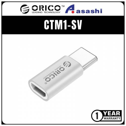 ORICO CTM1‐SV 3A Aluminum Alloy Micro B to Type-C Adapter (1 yrs Limited Hardware Warranty)