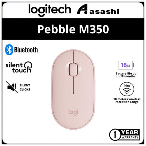 Logitech Pebble M350 Silent Bluetooth Mouse - Rose
