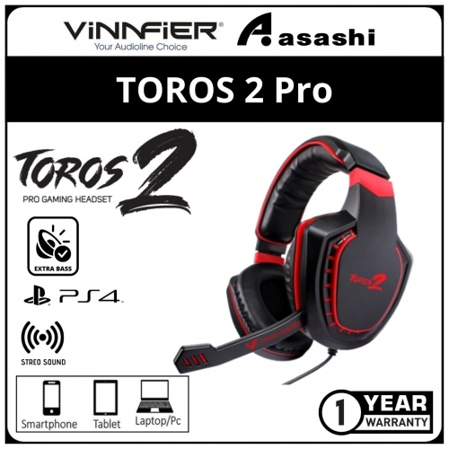 Vinnfier TOROS 2 (Red) Pro Gaming Headset (1Year Manufacturer Warranty)