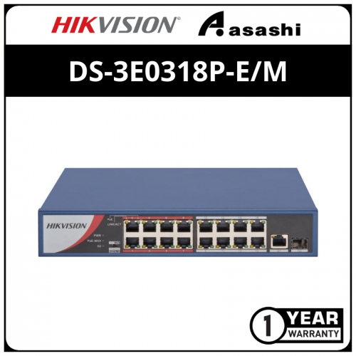 Hikvision DS-3E0318P-E/M L2 16 Ports 10/100M RJ45 PoE 130W CCTV Switch