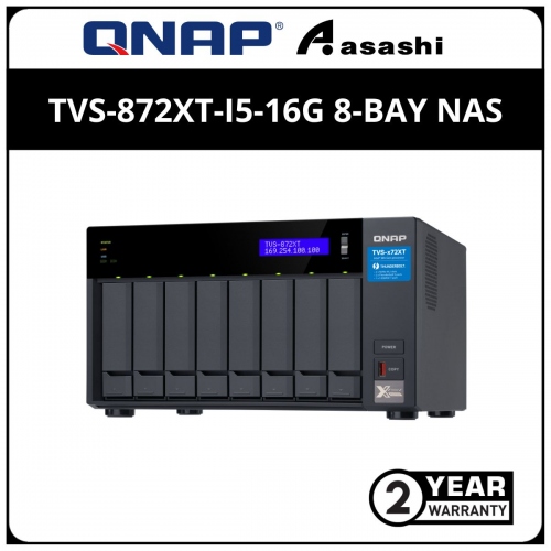 Qnap TVS-872XT-i5-16G 8-Bay NAS System (Intel® Core™ i5-8400T 6-core 1.7 GHz Processor, Max turbo to 3.3 GHz, 16 GB DDR4 RAM, 1 x 10GBASE-T )