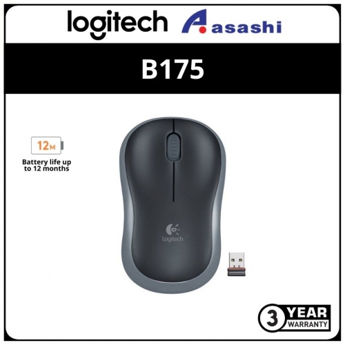 Logitech B175-BlackGrey Wireless Optical Mouse