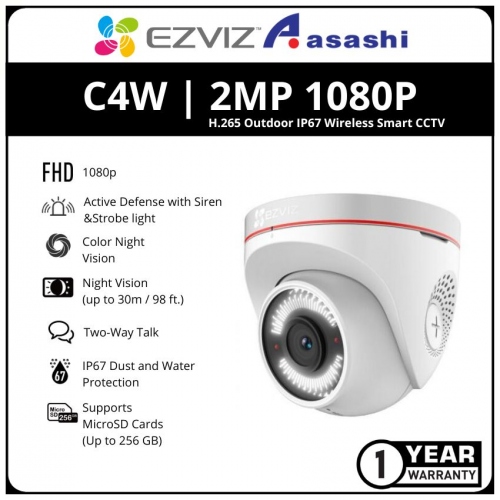 EZVIZ C4W 2MP 1080P H.265 Outdoor IP67 Wireless Smart CCTV IP Camera 
with Active defense with light and sound.