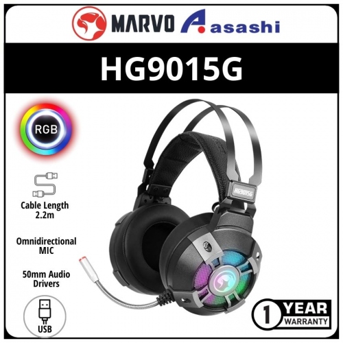 Marvo HG9015G USB 7.1 Surround (virtual) RGB Gaming Headset (1 yrs Limited Hardware Warranty)