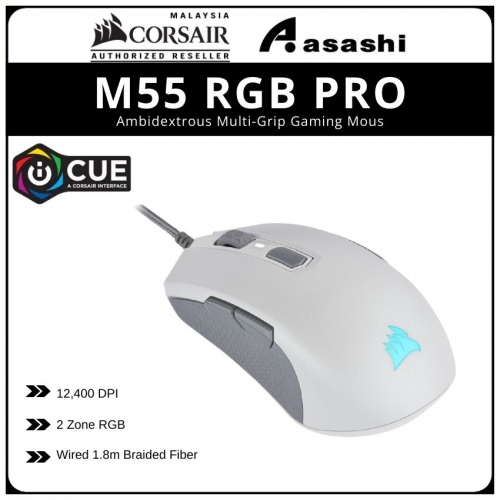 Corsair M55 White RGB PRO Ambidextrous Multi-Grip Gaming Mouse