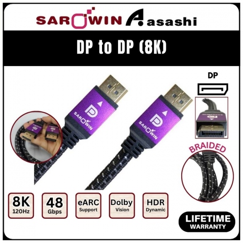 Sarowin 8K Display Port Cable (2.0M) 4K/165Hz (V1.4)
