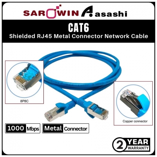 Sarowin CAT6 (2.0M) Shielded RJ45 Metal Connector Network Cable