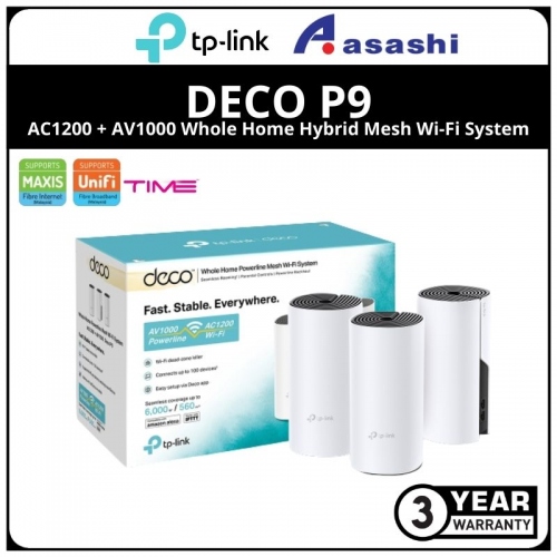 Tp-Link Deco P9(3 Packs) AC1200 + AV1000 Whole Home Hybrid Mesh Wi-Fi System