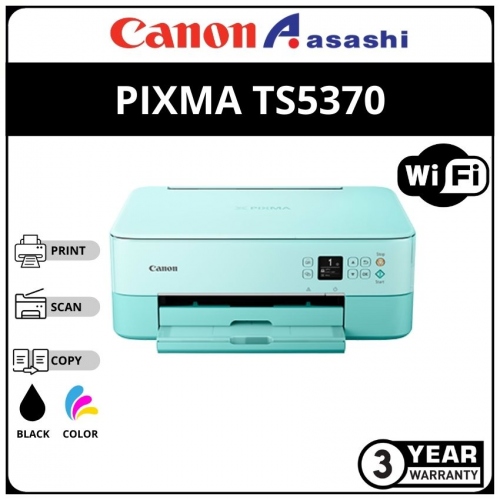 Canon Inkjet TS5370 AIO Inkjet Printer A4, Duplex Print, Scan, Copy, Wireless,1+2 years On-site Warranty (GREEN)