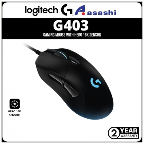  Logitech G403 Hero Wired Gaming Mouse, Hero 16K Sensor