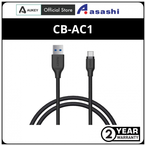 Aukey CB-AC1 Black Braided Nylon USB 3.1 USB A To USB C Cable 1.2 meter - Black