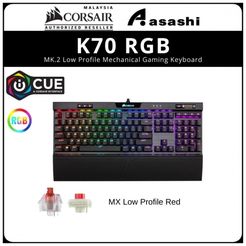 Corsair K70 RGB MK.2 Low Profile Mechanical Gaming Keyboard - MX Low Profile Red (CH-9109017-NA)