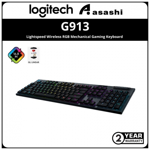 Logitech G913 Lightspeed Wireless RGB Mechanical Gaming Keyboard - Linear (920-008965)