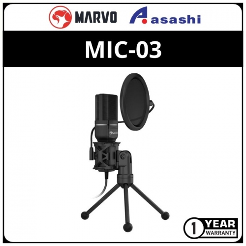 Marvo MIC-03 High Sensitivity Condenser Uni-directional Microphone(1 yrs Limited Hardware Warranty)