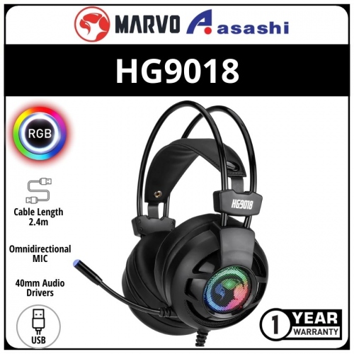Marvo HG9018 USB 7.1 Surround (virtual) with Vibration RGB Gaming Headset (1 yrs Limited Hardware Warranty)