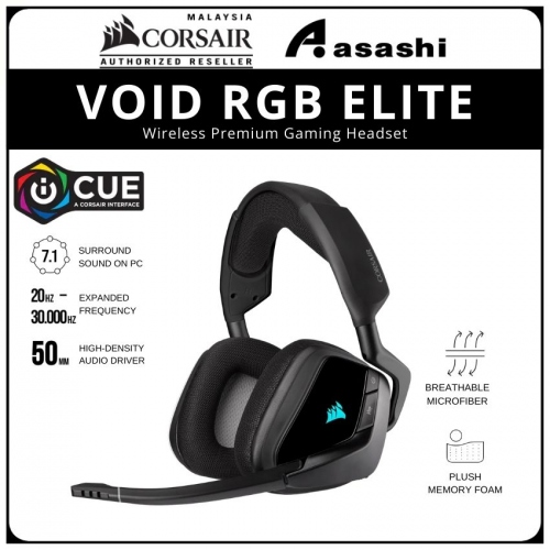 Corsair VOID RGB ELITE USB Premium Gaming Headset with 7.1 Surround Sound - Carbon (CA-9011203-AP)