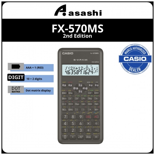 Casio FX-570MS 2 Scientific Calculator - 2nd Edition (12months + 6months e-warrany) MUST KEEP BOX FOR WARRANTY