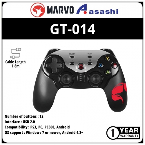Marvo GT-014 Vibration Effect, 4 LED Indicator USB Wired Gamepad