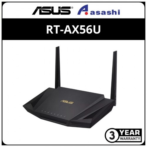 Asus RT-AX56U AX1800 Dual Band WiFi 6 (802.11ax) Router supporting MU-MIMO and OFDMA technology, with AiProtection Pro network security powered by Trend Micro™, compatible with ASUS AiMesh WiFi system