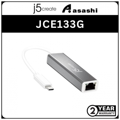 J5Create JCE133G USB-C to Gigabit Ethernet Adapter (2 yrs Limited Hardware Warranty)