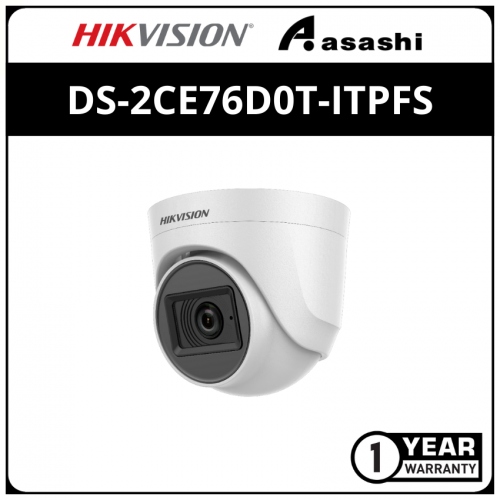 Hikvision DS-2CE76D0T-ITPFS 2MP 1080P Build in MIC 4 in 1 Dome Camera