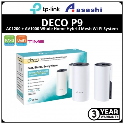 Tp-Link Deco P9(2 Packs) AC1200 + AV1000 Whole Home Hybrid Mesh Wi-Fi System