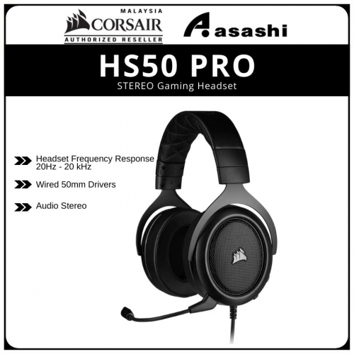 CORSAIR HS50 PRO STEREO Gaming Headset - Carbon CA-9011215-AP
