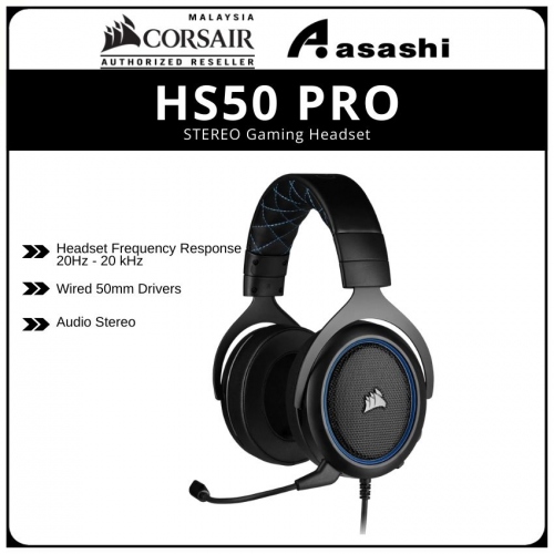 CORSAIR HS50 PRO STEREO Gaming Headset - Blue CA-9011217-AP