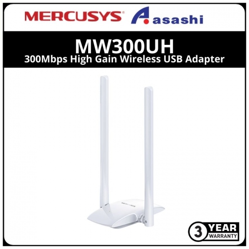 Mercusys MW300UH 300Mbps High Gain Wireless USB Adapter, Micro USB 2.0, 2 External antennas