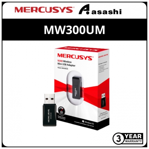 Mercusys MW300UM 300Mbps Wireless N Mini USB Adapter, Mini Size, USB 2.0