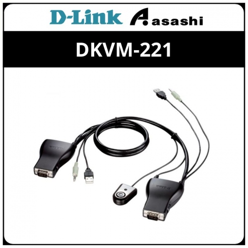 D-Link DKVM-221 2 Port USB KVM Switch with 2 set Cable