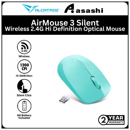 Alcatroz AirMouse 3 Silent Mint Wireless 2.4G Hi Definition Optical Mouse‎ (1 yrs Limited Hardware Warranty)