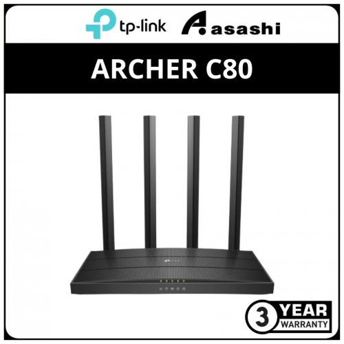 Tp-Link Archer C80 AC1900 Dual-Band Wi-Fi Router, 1300Mbps at 5GHz + 600Mbps at 2.4GHz, 5 Gigabit Ports, 4 antennas, MU-MIMO, Beamforming, Smart Connect, IPTV, Access Point Mode, IPv6 Ready, Tether App, Cloud support