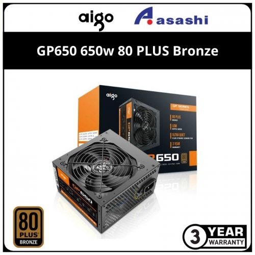 AIGO GP650 650w 80 PLUS Bronze, Flat Cable, Non-Modular Power Supply — 3 Years Warranty