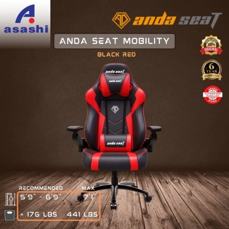 ANDA SEAT Mobility Series AD19A-01-BR-PV (Black/Red) Gaming Chair 6Y