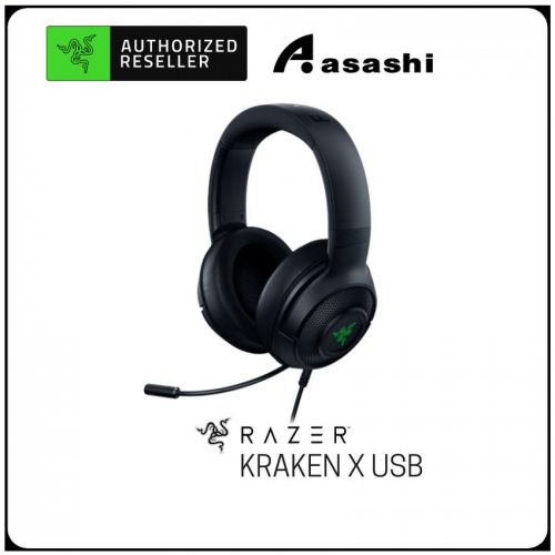 Razer Kraken X USB (7.1 Surround Sound, Bendable Cardioid Microphone, On-headset Controls, Green Earcup Lighting)