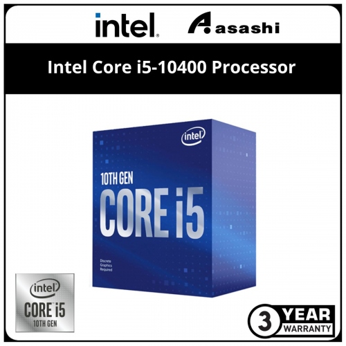 Intel Core i5-10400 Processor (12M Cache, 6C12T, up to 4.30 GHz) LGA1200