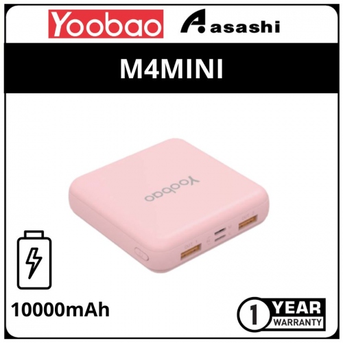 Yoobao M4Mini-PNK 10000mAh Power Bank (1 yrs Limited Hardware Warranty)