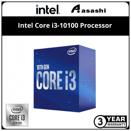 Intel Core i3-10100 Processor (6M Cache, 4C8T, up to 4.30 GHz) LGA1200