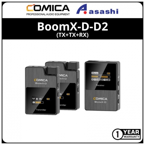 Comica BoomX-D-D2(TX+TX+RX) Ultracompact Digital Wireless Microphone System for Mirrorless/DSLR Cameras / Camcorder / Smartphone