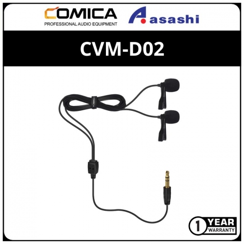 Comica CVM-D02(B2.5m)-BK Dual-head Lavalier Omnidirectional Condenser Mic - 2.5m