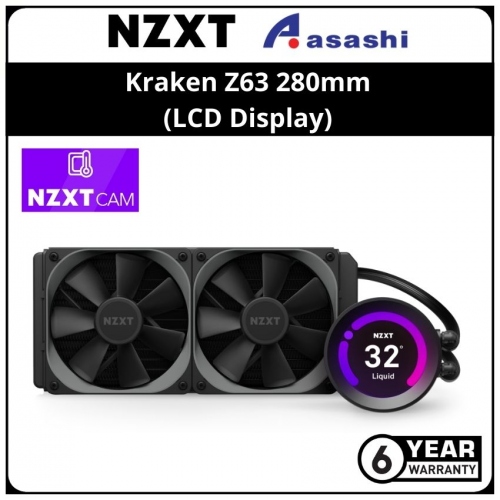 NZXT Kraken Z63 280mm Liquid Cooler with LCD 2.36″ Display, RL