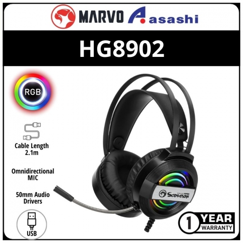 Marvo HG8902 USB RGB Backlighted Gaming Headset (1 yrs Limited Hardware Warranty)