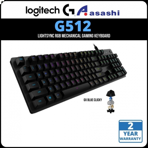 PROMO - Logitech G512 LIGHTSYNC RGB Mechanical Gaming Keyboard - GX Blue Clicky 920-008949