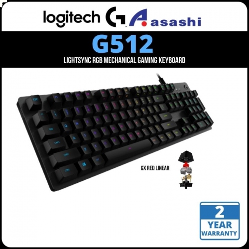 PROMO - Logitech G512 LIGHTSYNC RGB Mechanical Gaming Keyboard - GX Red Linear 920-009372